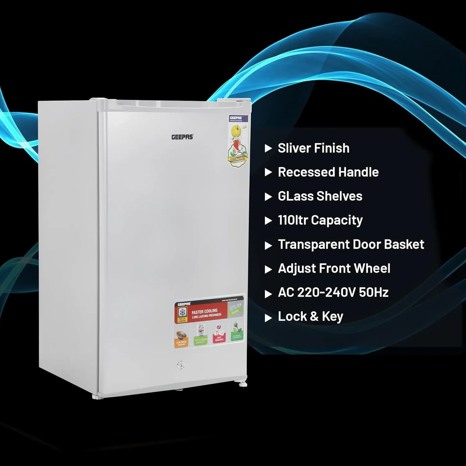 ثلاجة جيباس وقافي باب مكتبي ثلج سعة 110 لتر  موديل:GRF119SPE - صورة المنتج 5