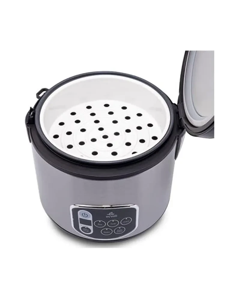 Hover image for جهاز طهي سعة1.8 لتر متعدد الوظائف ومقاوم للالتصاق لطهي الأرز والحبوب من ايفولي، 650 واط (، لون فضي) EVKARC5005B