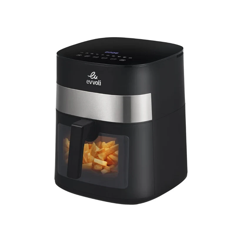 قلاية هوائية من إيڤولي بسعة 8 لتر مع 10 برامج مسبقة الإعداد ونافذة شفافة لمراقبة الطعام| 1800 واط. موديل EVKA-AF8010T - صورة المنتج 5