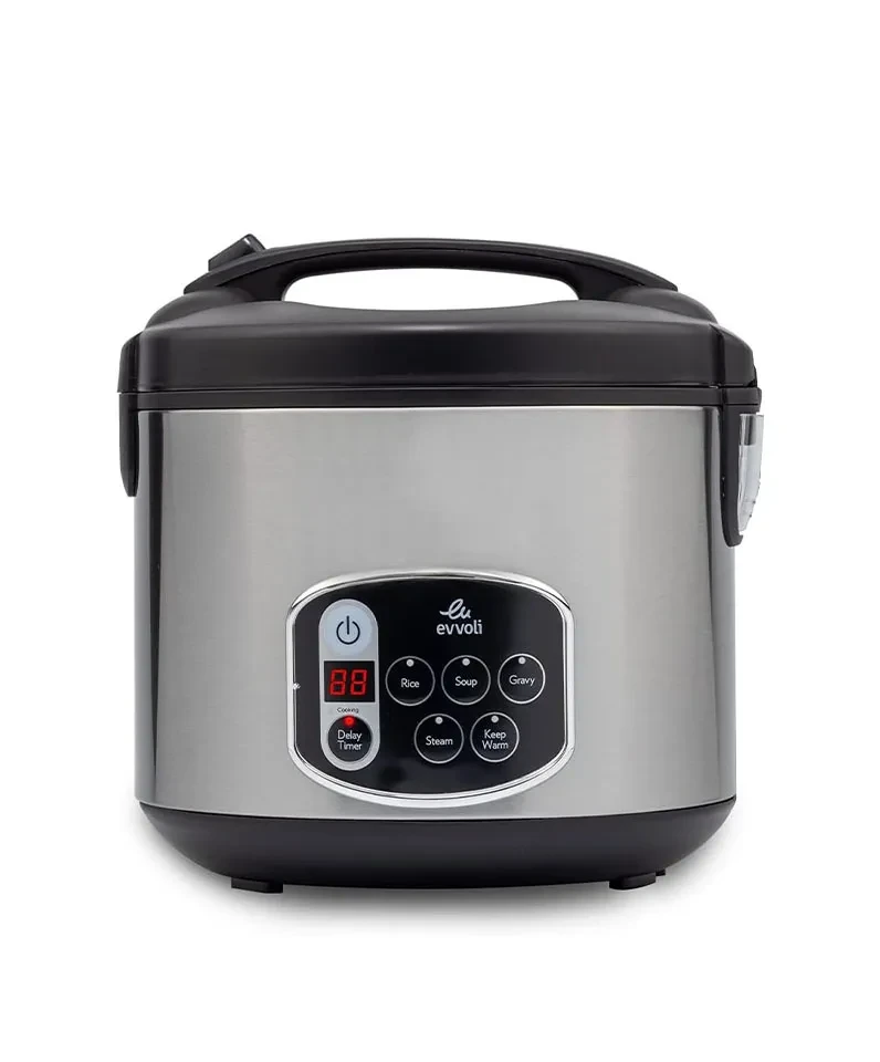 جهاز طهي سعة1.8 لتر متعدد الوظائف ومقاوم للالتصاق لطهي الأرز والحبوب من ايفولي، 650 واط (، لون فضي) EVKARC5005B