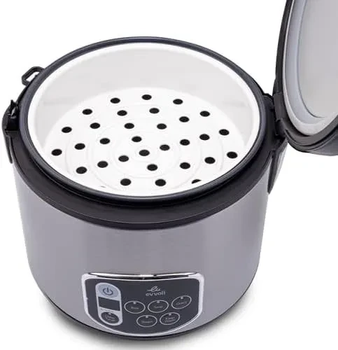 Hover image for جهاز متعدد الوظائف ومقاوم للالتصاق لطهي الأرز والحبوب من ايفولي، 650 واط (سعة 5 لتر، لون فضي) EVKARC5005B