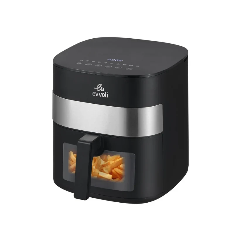 قلاية هوائية | سعة 6 لتر من إيڤولي مع 10 برامج مسبقة الإعداد، نافذة شفافة لمراقبة الطعام| 1500 واط موديل EVKA-AF6010T - صورة المنتج 4