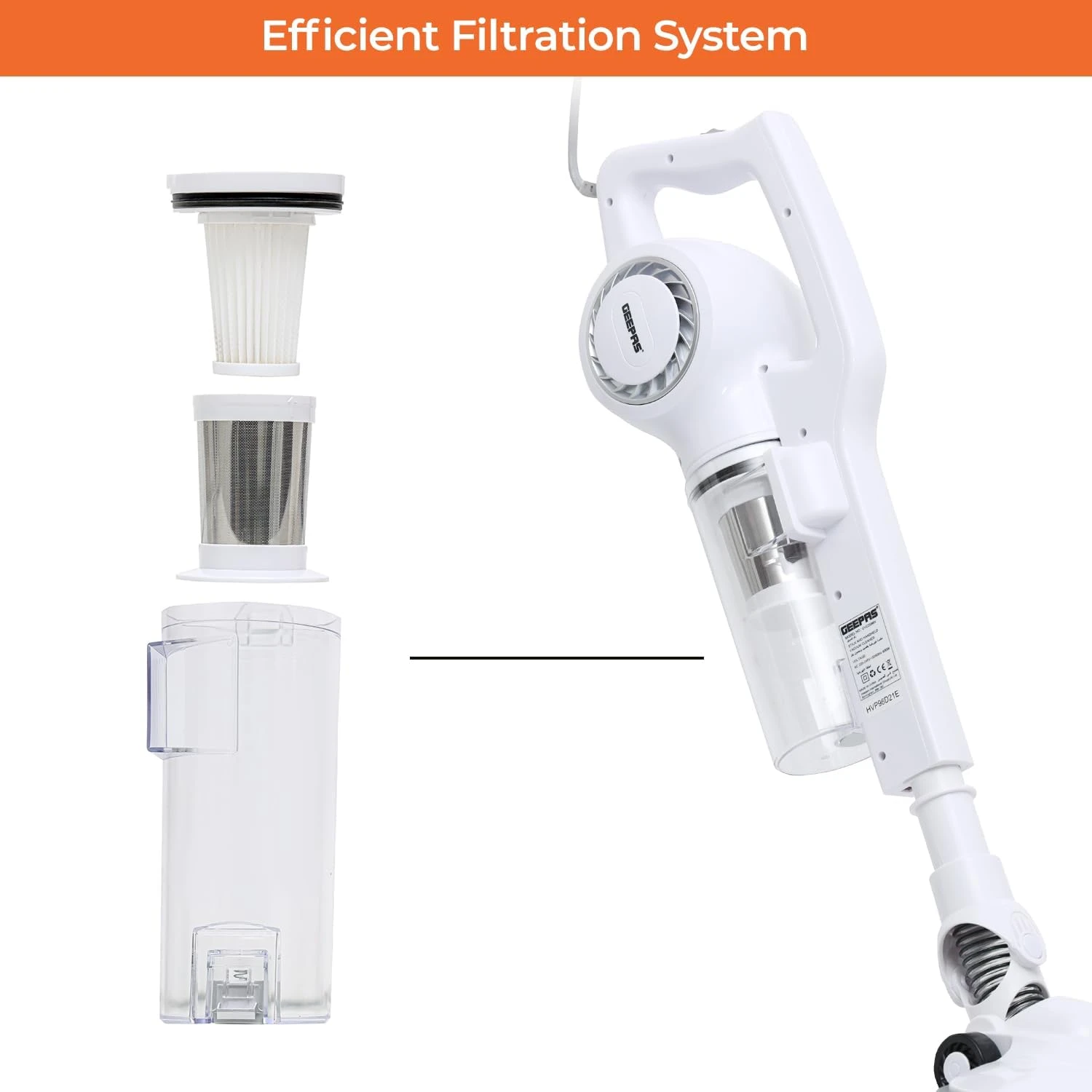 مكنسة كهربائية من جيباس- ابيض، GVC2596 - صورة المنتج 3